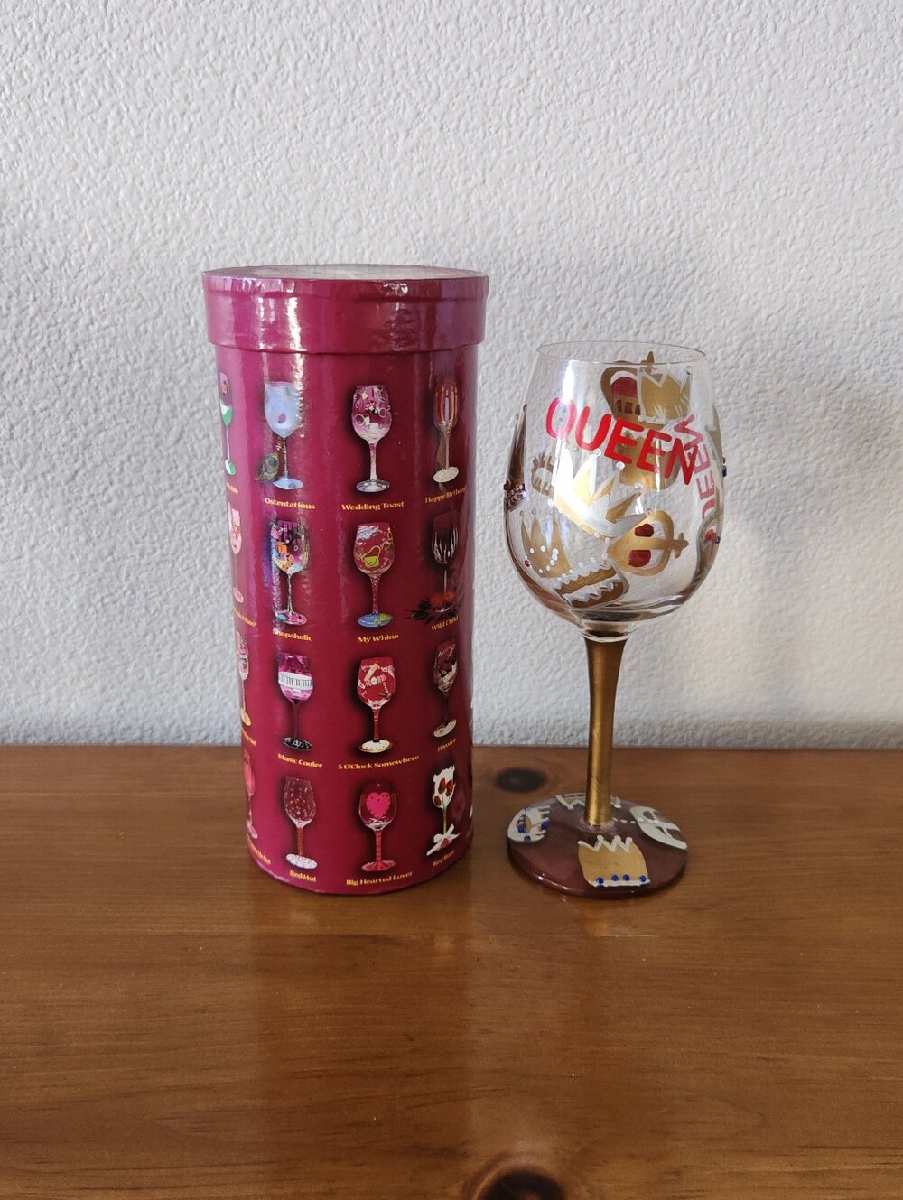 Lolita Decorative Queen Glass Wine Goblet - Pink and Gold